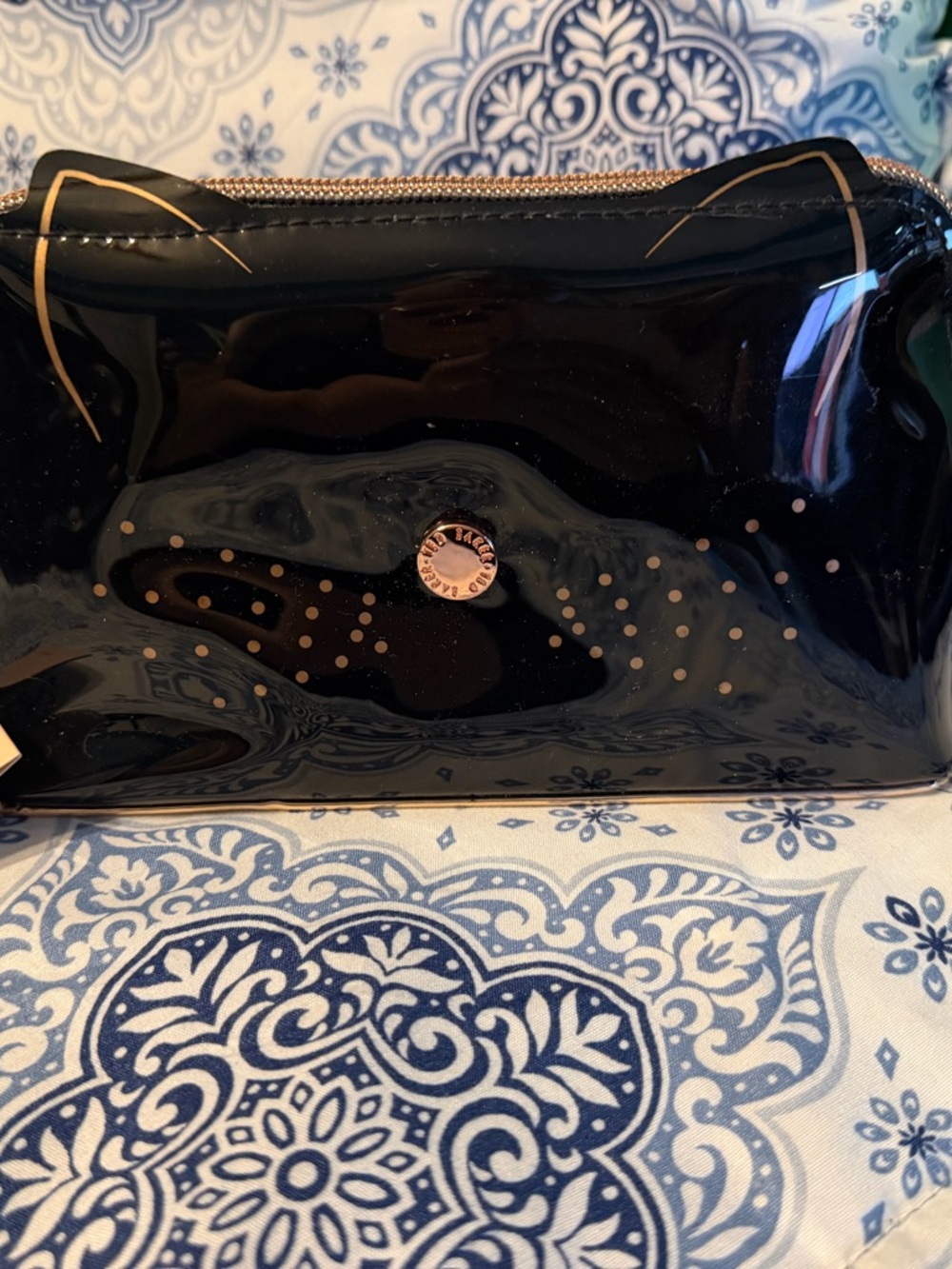 Ted Baker London Black Patent Cosmetic Pouch